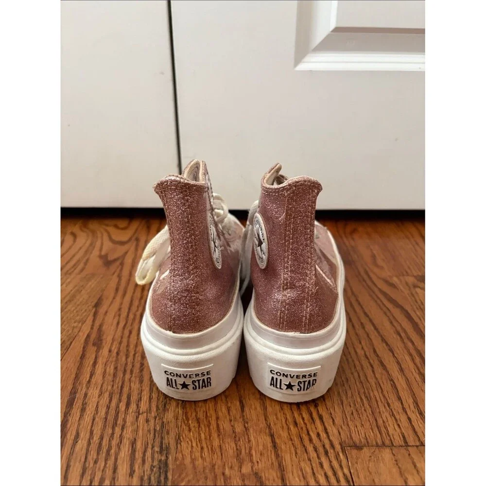Converse Pink Glitter Platform High-Top Sneakers Girl's Size 3.5